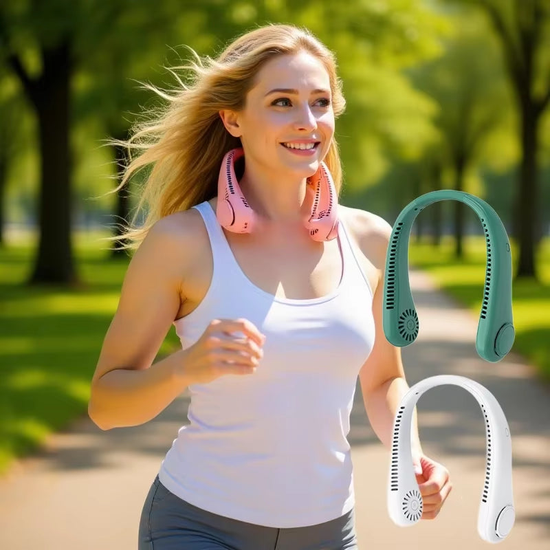 Portable Neck Fan 3 Speeds Mode Adjustable Stretchable Neck Fan Blow Air for Cooling Hand Free 4000Mah Rechargeable