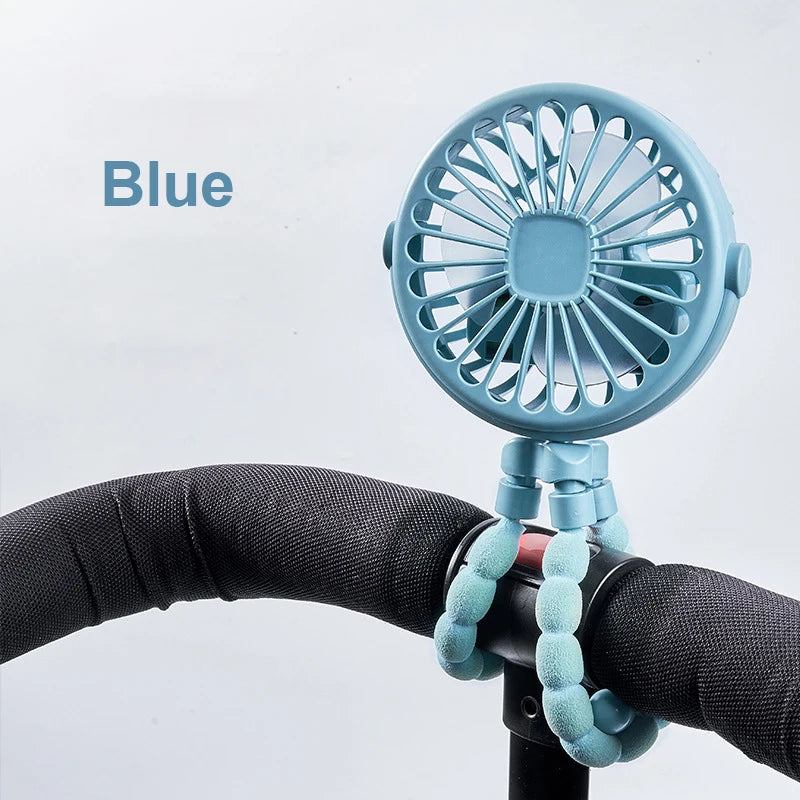 Stroller Fan Mini Portable Handheld Fan USB Rechargeable Baby Stroller Clip Fan 360° Rotate Mini Desk Fan with Flexible Tripod