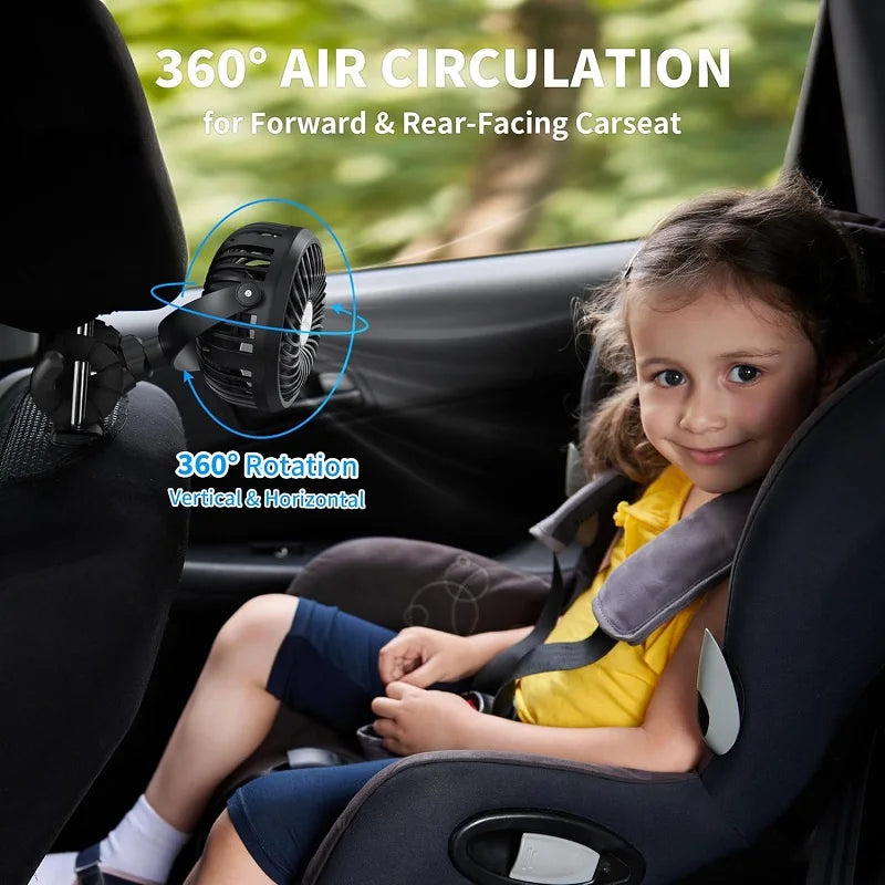 Baby Stroller Fan Rechargeable Battery Operated Portable USB Fan Mini Handheld Clip on Fan for Car Seat Crib Stroller Accessorie